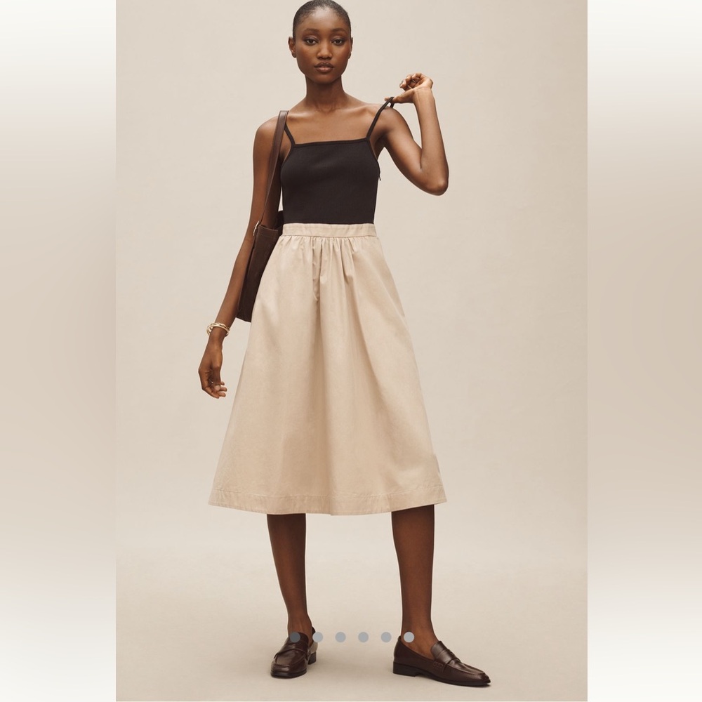 Anthropologie Maeve sleeveless rib poplin twofer midi dress. Size xs